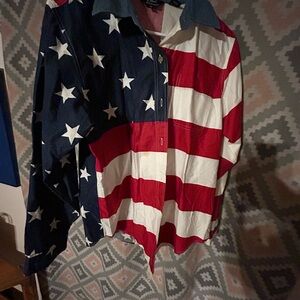 Roper Red and White Casual Button Down Shirt